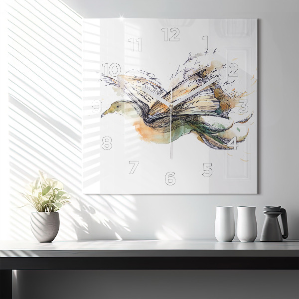 Reloj de pared cuadrado Libro de pájaros