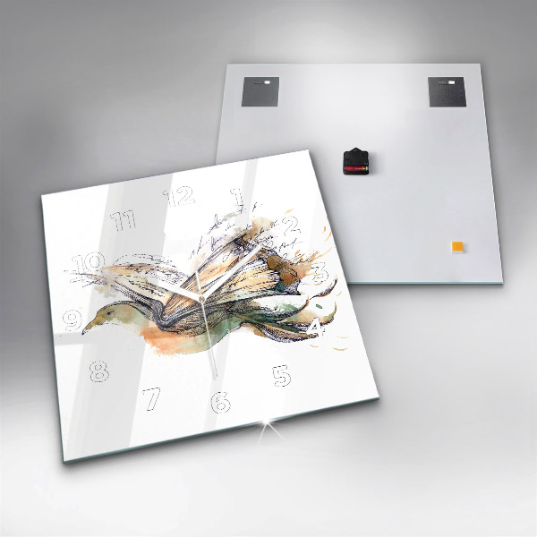Reloj de pared cuadrado Libro de pájaros