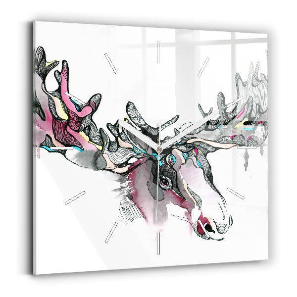 Reloj de pared cuadrado Alce abstracto