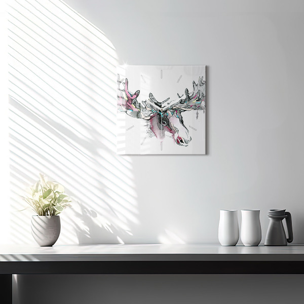 Reloj de pared cuadrado Alce abstracto