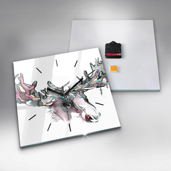 Reloj de pared cuadrado Alce abstracto