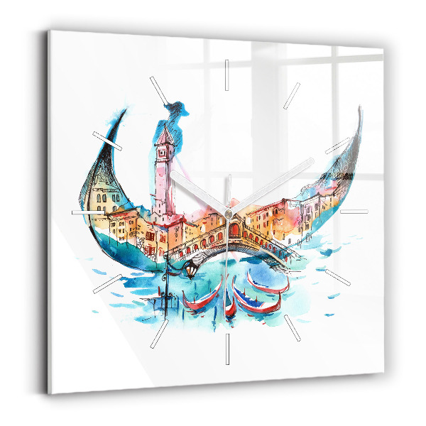Reloj de pared cuadrado Italia - La góndola veneciana
