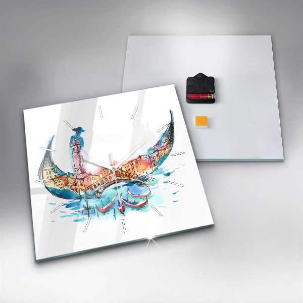 Reloj de pared cuadrado Italia - La góndola veneciana