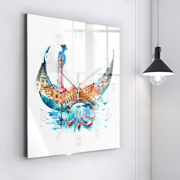 Reloj de pared cuadrado Italia - La góndola veneciana
