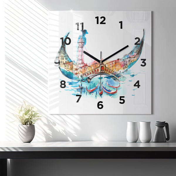Reloj de pared cuadrado Italia - La góndola veneciana