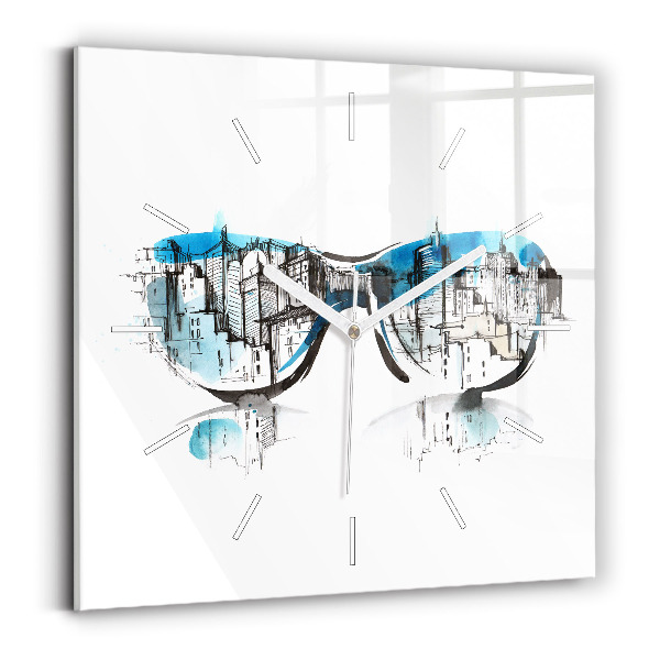 Reloj cuadrado La ciudad en gafas