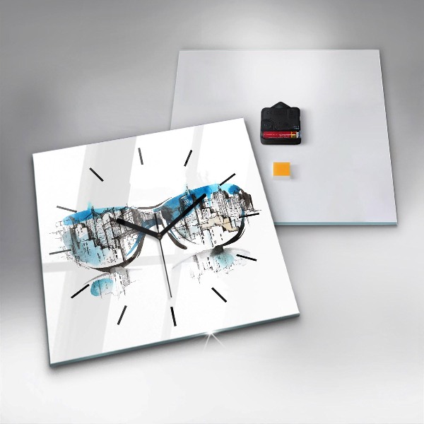 Reloj cuadrado La ciudad en gafas