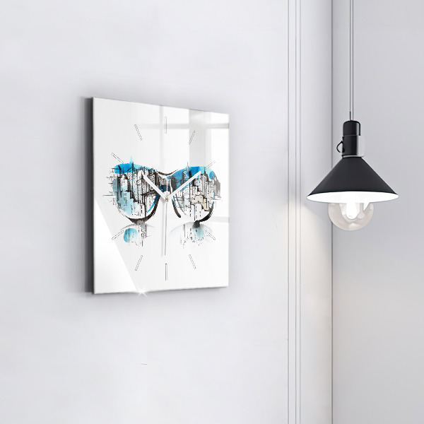 Reloj cuadrado La ciudad en gafas