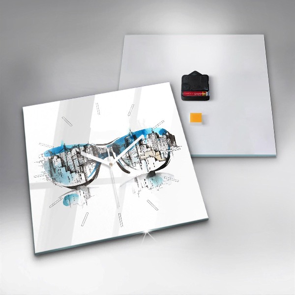 Reloj cuadrado La ciudad en gafas