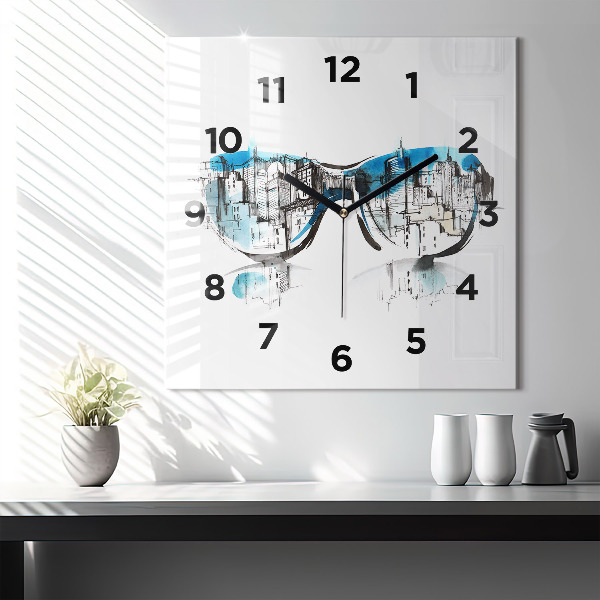 Reloj cuadrado La ciudad en gafas