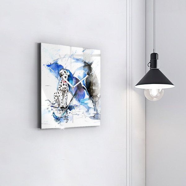 Reloj cuadrado Dálmata y paraguas