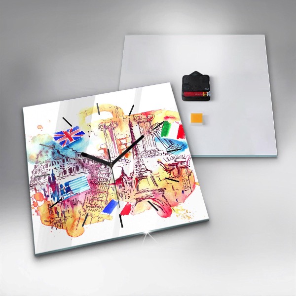 Reloj de pared cuadrado Países atractivos del mundo