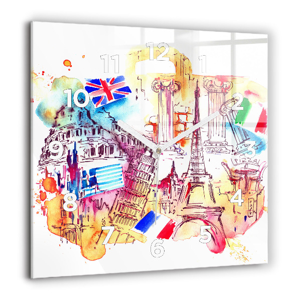 Reloj de pared cuadrado Países atractivos del mundo