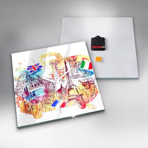 Reloj de pared cuadrado Países atractivos del mundo