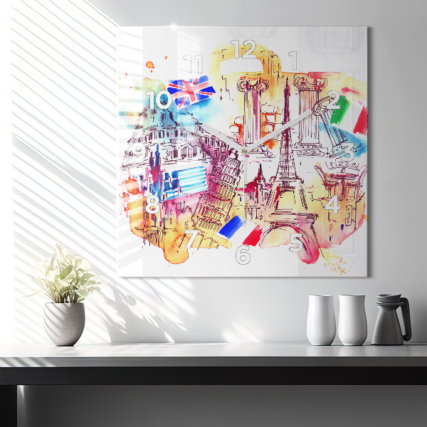 Reloj de pared cuadrado Países atractivos del mundo