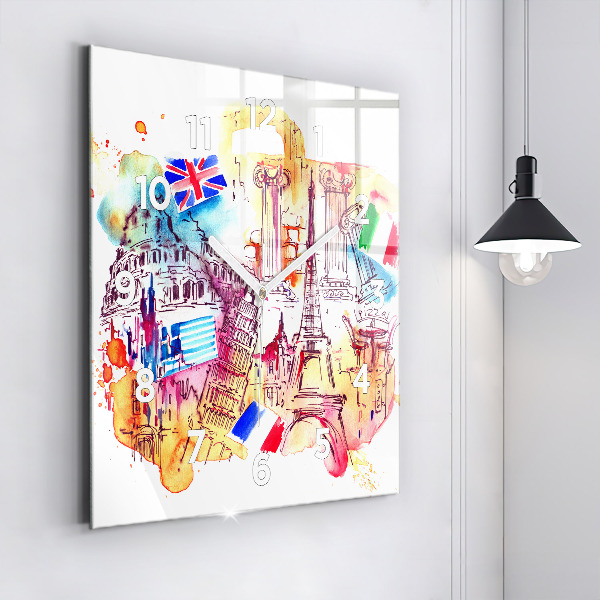 Reloj de pared cuadrado Países atractivos del mundo