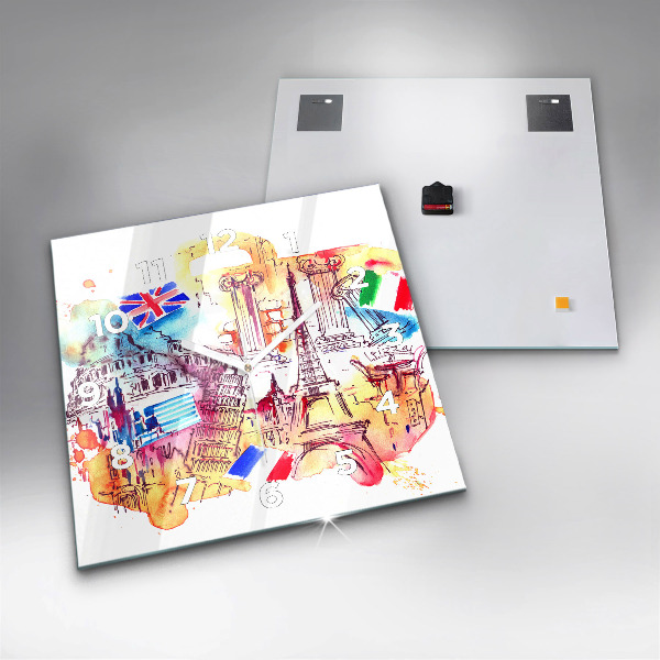 Reloj de pared cuadrado Países atractivos del mundo