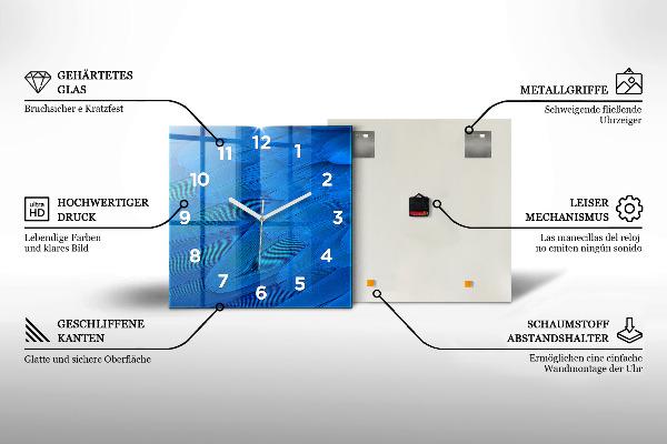 Reloj de pared cuadrado Naranja pintada