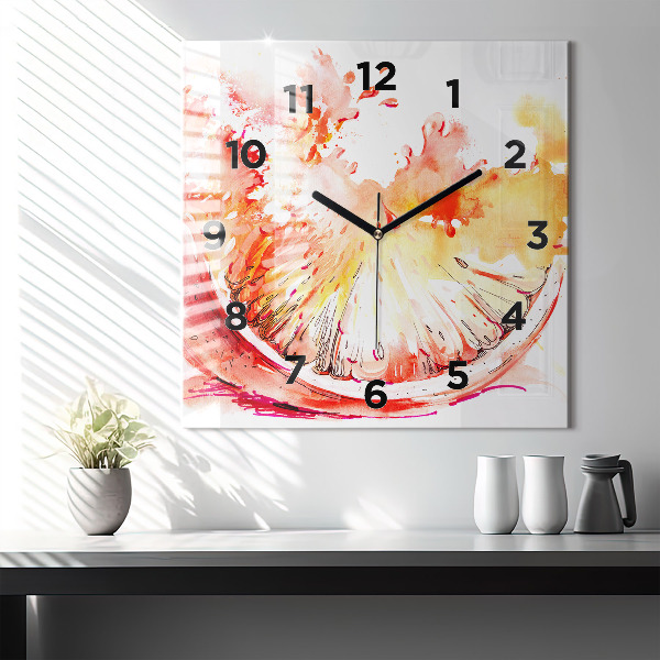 Reloj de pared cuadrado Naranja pintada