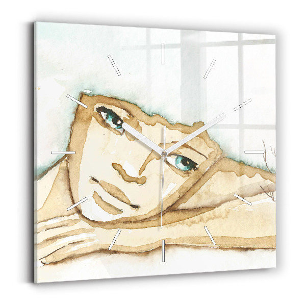 Reloj de pared cuadrado Retrato de mujer