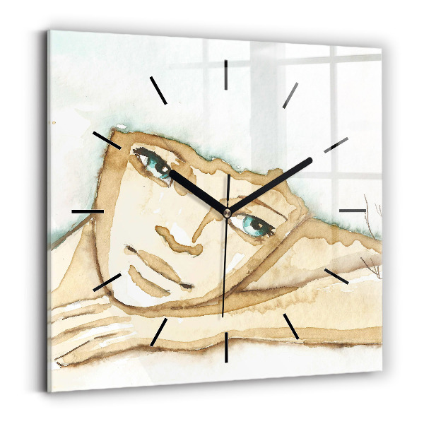 Reloj de pared cuadrado Retrato de mujer