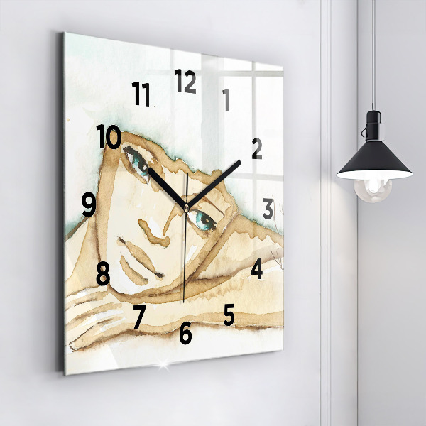 Reloj de pared cuadrado Retrato de mujer