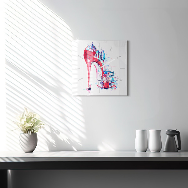 Reloj de pared cuadrado Tacón rojo
