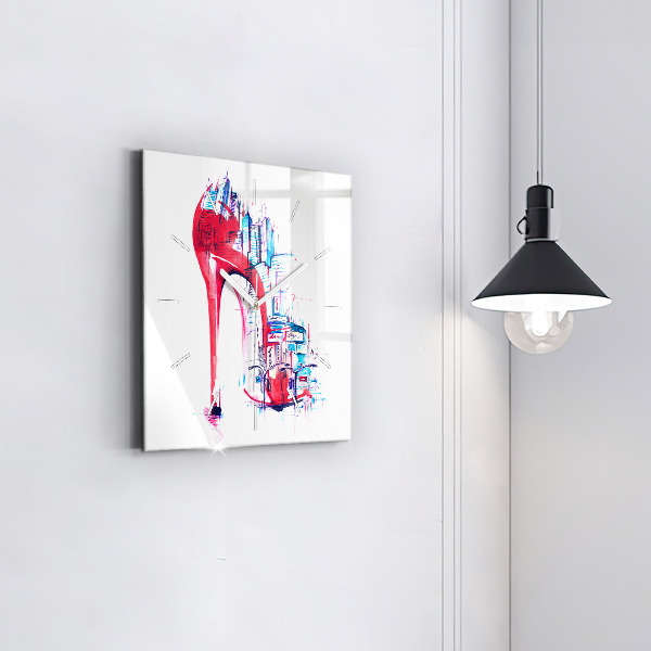 Reloj de pared cuadrado Tacón rojo