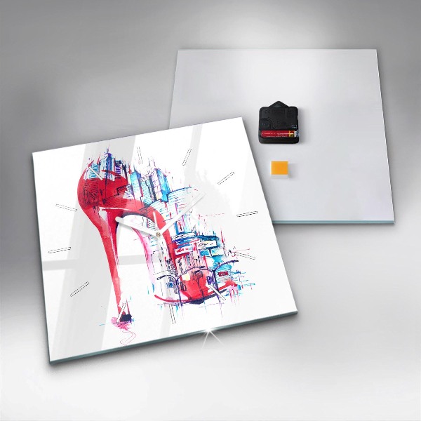 Reloj de pared cuadrado Tacón rojo