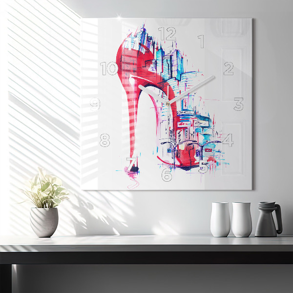 Reloj de pared cuadrado Tacón rojo