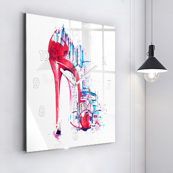 Reloj de pared cuadrado Tacón rojo