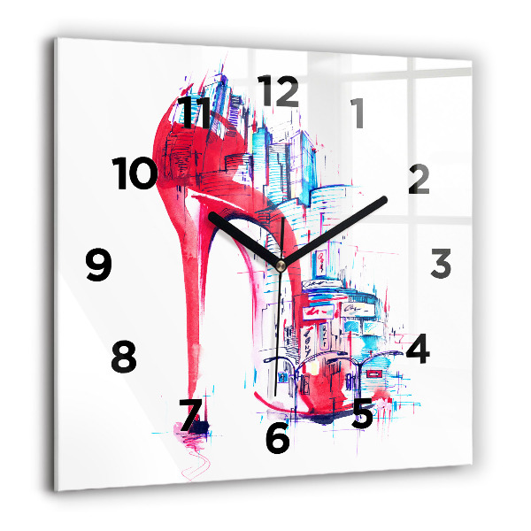 Reloj de pared cuadrado Tacón rojo