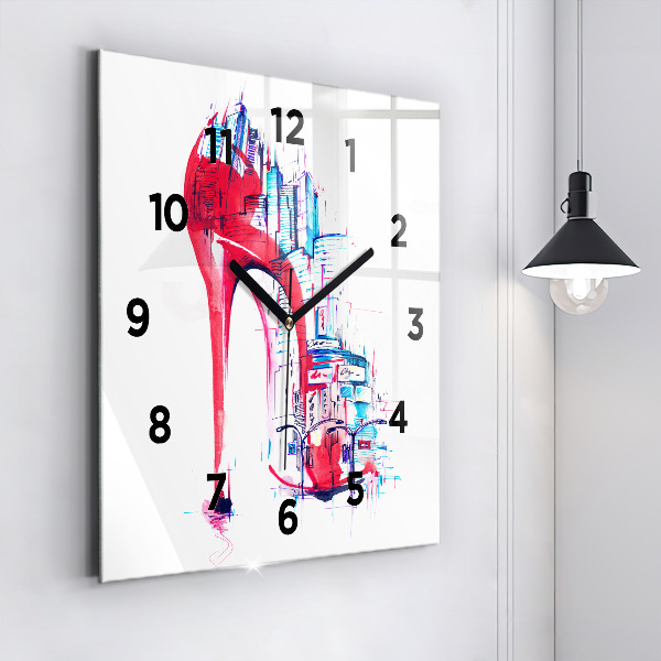 Reloj de pared cuadrado Tacón rojo