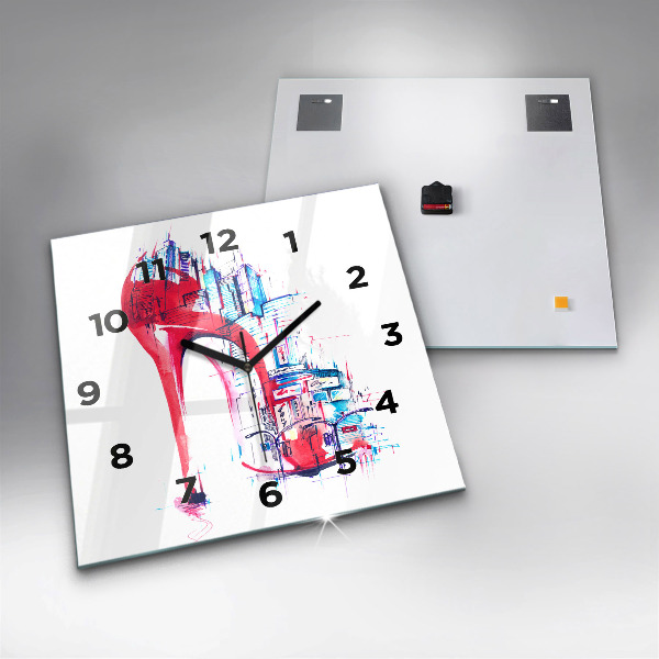 Reloj de pared cuadrado Tacón rojo
