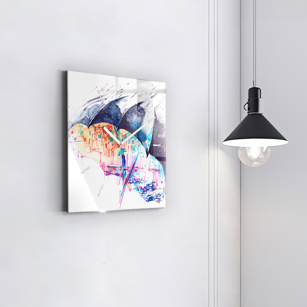 Reloj cuadrado Paraguas y ciudad