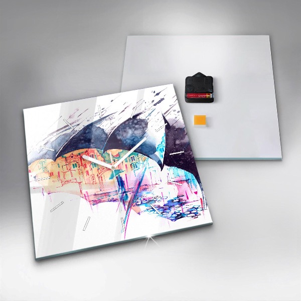 Reloj cuadrado Paraguas y ciudad