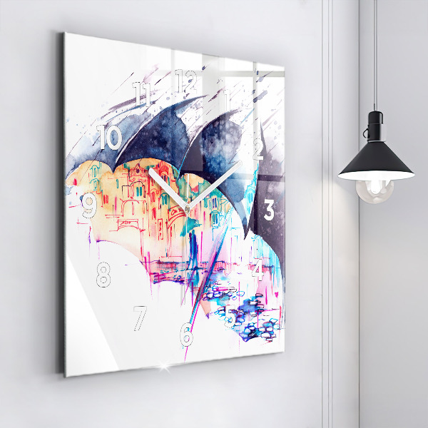 Reloj cuadrado Paraguas y ciudad