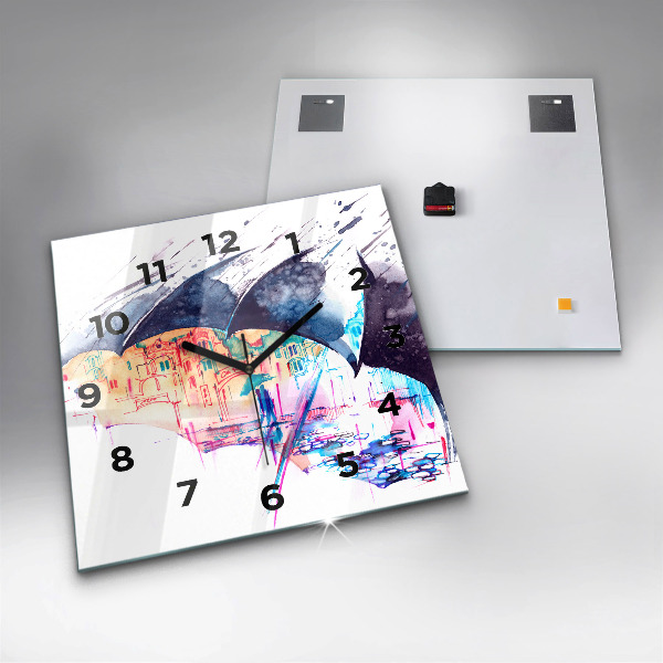 Reloj cuadrado Paraguas y ciudad