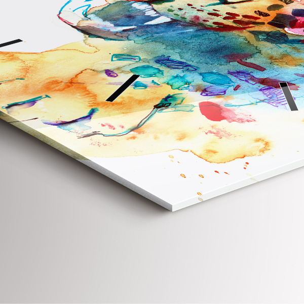 Reloj de pared cuadrado Gato salvaje abstracto