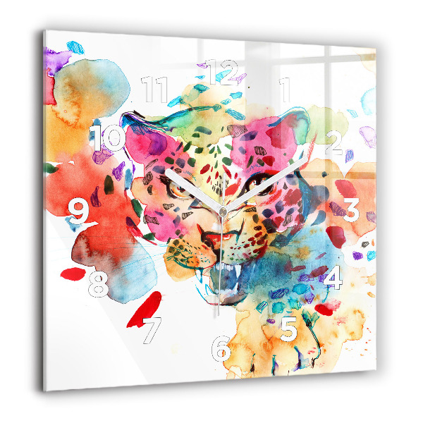 Reloj de pared cuadrado Gato salvaje abstracto