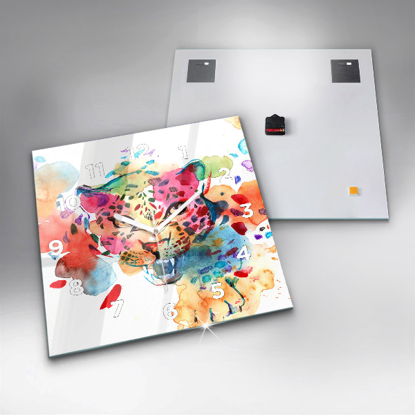 Reloj de pared cuadrado Gato salvaje abstracto