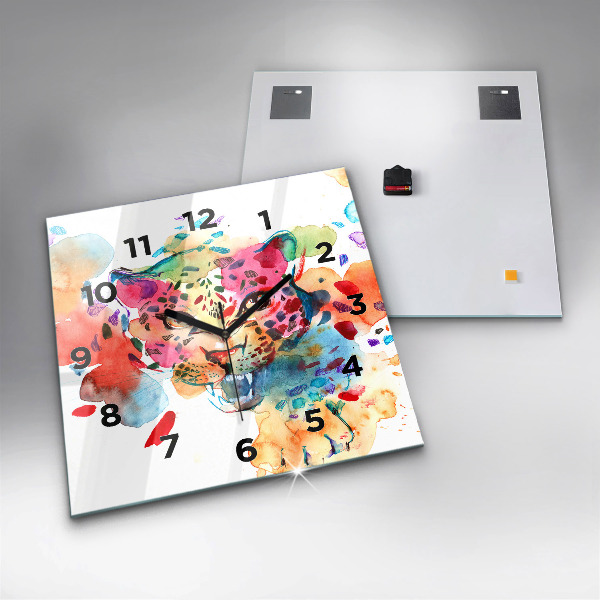 Reloj de pared cuadrado Gato salvaje abstracto