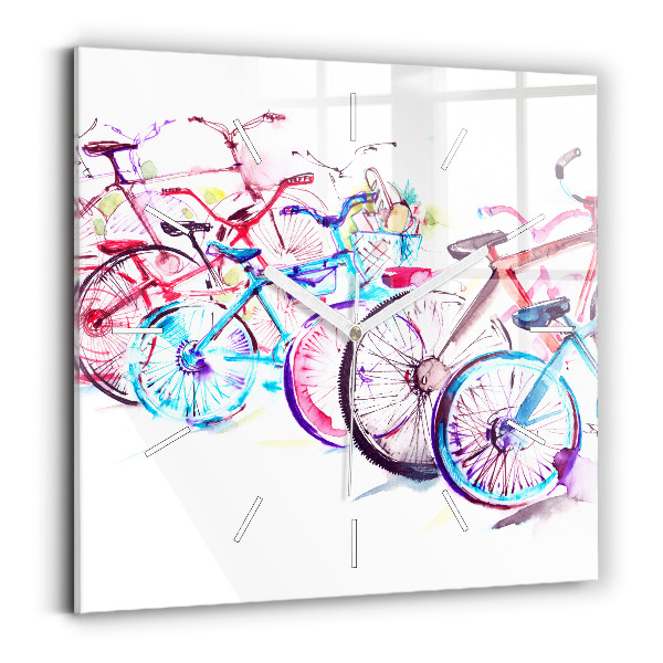 Reloj de pared cuadrado Bicicletas urbanas de colores