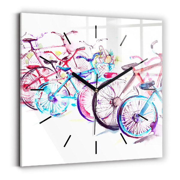 Reloj de pared cuadrado Bicicletas urbanas de colores