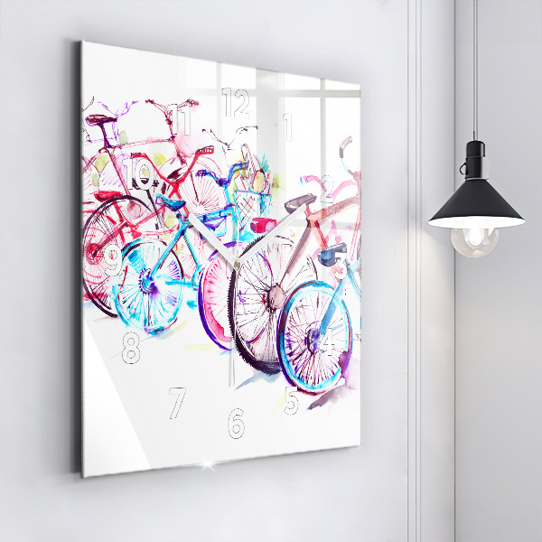 Reloj de pared cuadrado Bicicletas urbanas de colores