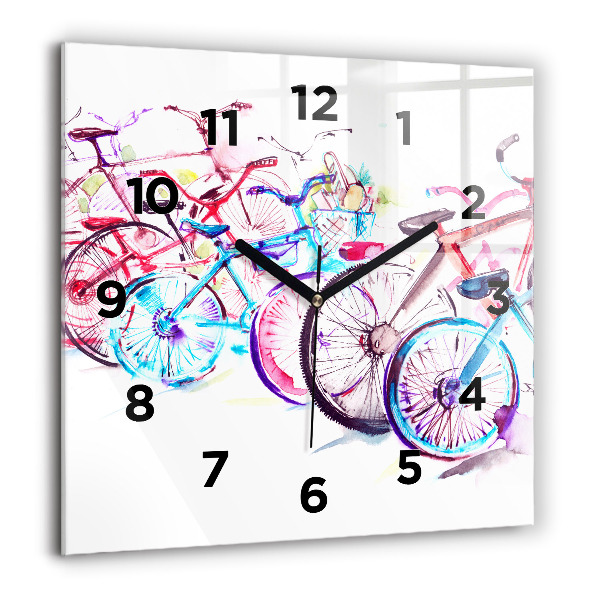 Reloj de pared cuadrado Bicicletas urbanas de colores