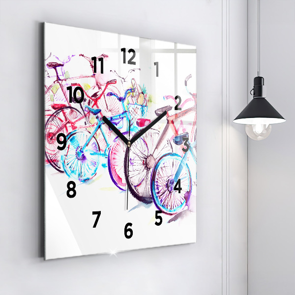 Reloj de pared cuadrado Bicicletas urbanas de colores