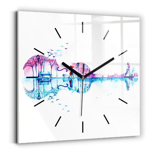 Reloj de pared cuadrado Cello Parque Lago