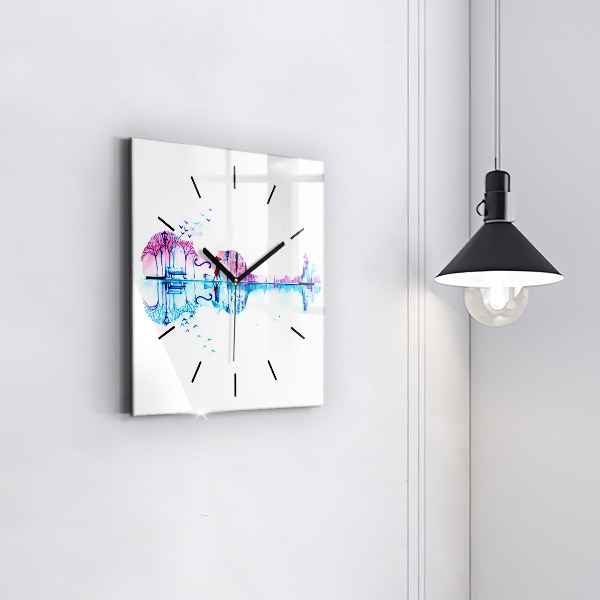 Reloj de pared cuadrado Cello Parque Lago