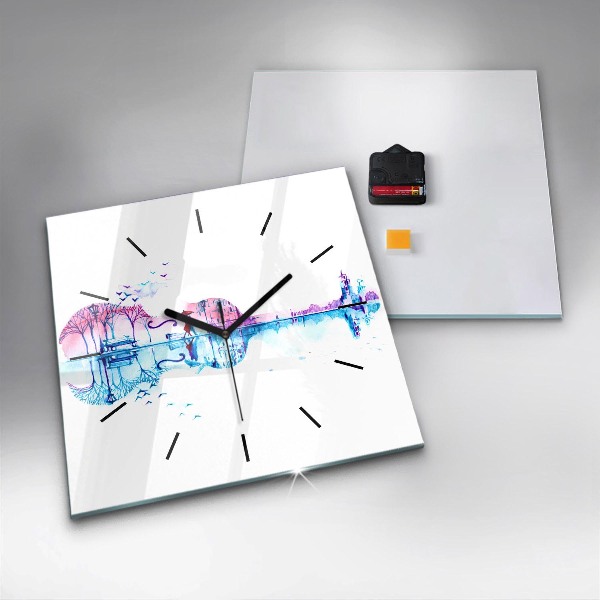 Reloj de pared cuadrado Cello Parque Lago